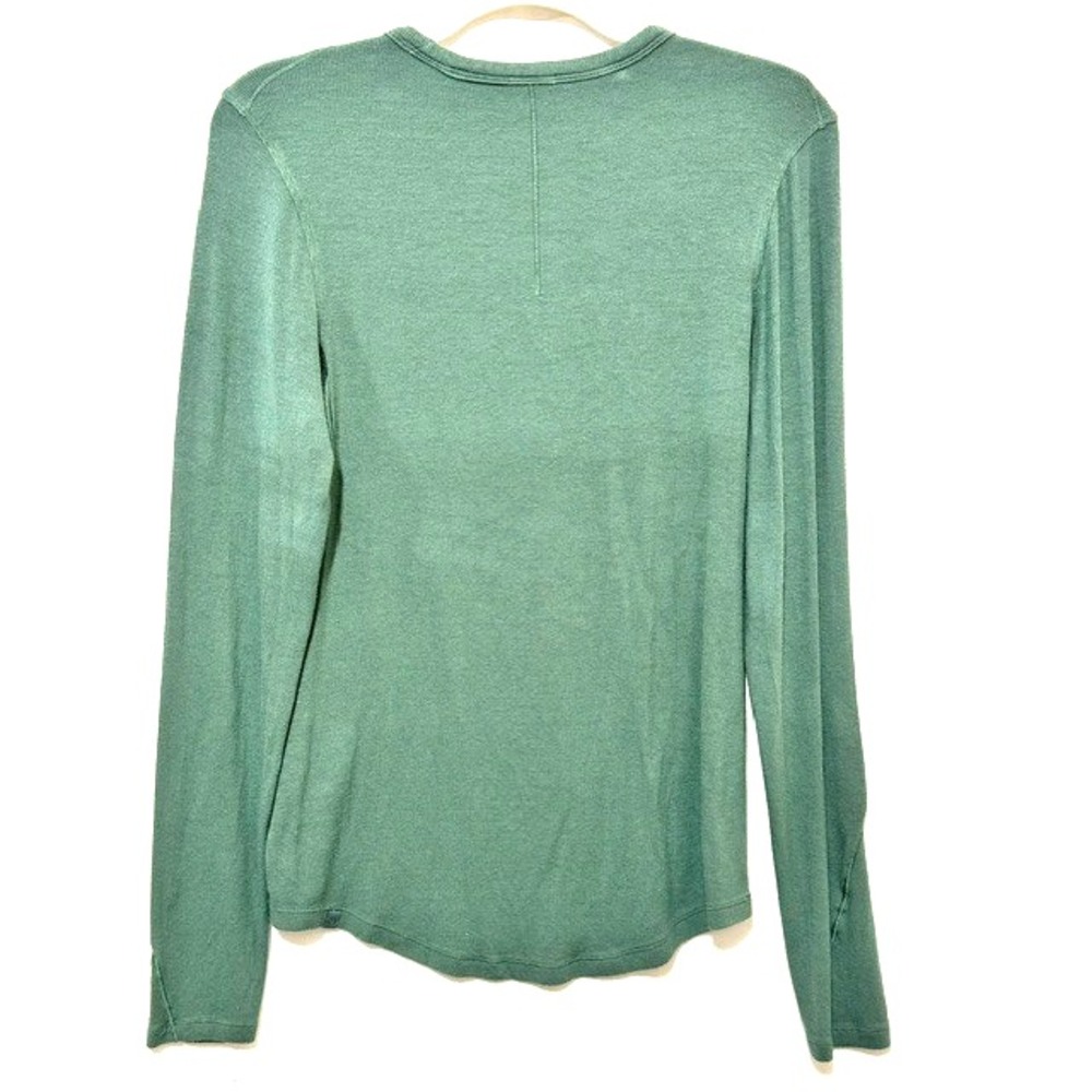 Lululemon 8/10 Hold Tight Long Sleeve Green Ribbed Soft Jersey Modal T-Shirt - Picture 4 of 6